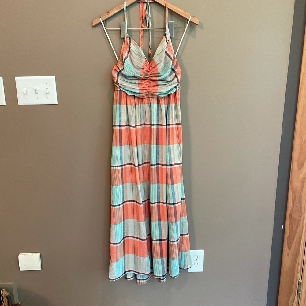 Free People Striped Maxi Dress in Coral and Teal - Picture 4 of 10